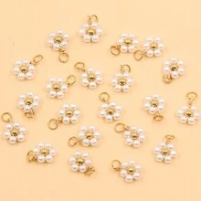 10入組不鏽鋼珠寶製作配件，混合7x9mm尺寸，包含醋酸花球、水晶珠飾花吊墜，時尚節日禮物 - 花朵 - 查看 2