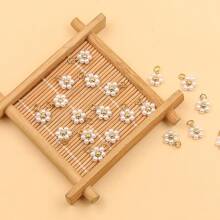 10入組不鏽鋼珠寶製作配件，混合7x9mm尺寸，包含醋酸花球、水晶珠飾花吊墜，時尚節日禮物 - 花朵 - 查看 5