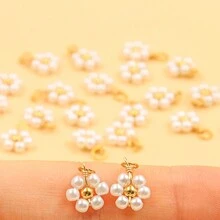 10入組不鏽鋼珠寶製作配件，混合7x9mm尺寸，包含醋酸花球、水晶珠飾花吊墜，時尚節日禮物 - 花朵 - 查看 3