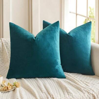 1pc Plain Cushion Cover Without Filler,Velvet Pillowcase For Sofa, Home Decoration
