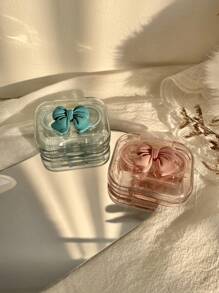 1 pieza Estuche portátil y transparente para lentes de contacto de una sola pieza sin torsión, lentes de contacto de colores para el Día de San Valentín - Tapa abatible sin torcer - Ver 7