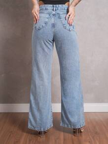 Women Jeans - 中等水洗藍 - 查看 6