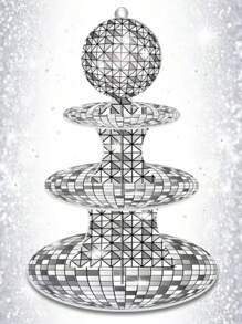 3 Tier Disco Music Party Cake Display Stand With Silver Spotlight, Club Cupcake Tower For Birthday Party, Dessert Decorative Rack - Silver - View 1