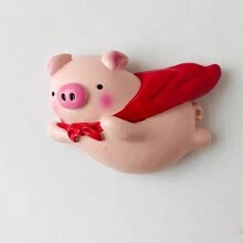 1入組可愛的豬形冰箱磁鐵，卡通3D動物裝飾和信息板固定貼紙，家庭和廚房裝飾品 - 彩色 - 查看 1