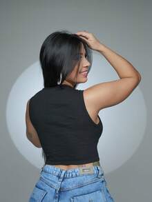Women Tank Tops & Camis - 黑色 - 查看 7