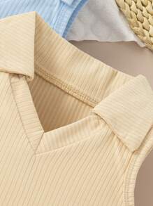 Young Girl Solid Color Sleeveless V-Neck Dress 3-Piece Set With Elegant Elegant - Multicolor - View 3