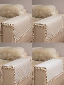 多色图案印花方形桌布，波西米亚简约风格，带流苏装饰，适用于橱柜、床头柜、小桌子、沙发、桌椅、节日装饰，四季使用 - 彩色 - 查看 7