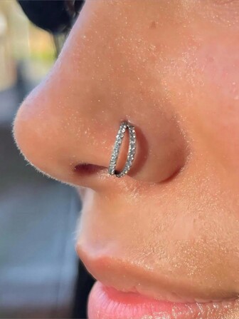 1pc Stainless Steel Double Line Nose Ring Septum Hoop Nose Ring Lip Ring Earring