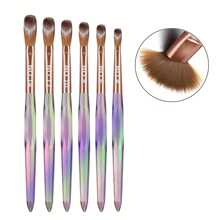 6-delige set acrylnagelborstels, maat 4/6/8/10/12/14 acrylnagelborstels voor acryltoepassing, gradiënt professionele manicurenagelborstels voor nail art, acrylpoeder en acrylnagelset DIY-salon