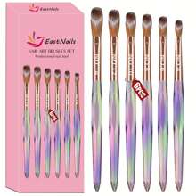 6-delige set acrylnagelborstels, maat 4/6/8/10/12/14 acrylnagelborstels voor acryltoepassing, gradiënt professionele manicurenagelborstels voor nail art, acrylpoeder en acrylnagelset DIY-salon