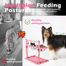Adjustable Raised Dog Lover And Dog Mom Love Bowl Stand With Two 1700ml Stainless Steel Food Bowls, A Slow Dog Lover And Dog Mom Love Feeder And A Silicone Food Mat, Pink Dog Lover And Dog Mom Love Feeder, Elevated Dog Lover And Dog Mom Love Bowl For Large Medium And Small Dog Lover And Dog Mom Loves - Pink - View 4