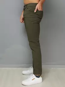 Men Pants - 軍綠色 - 查看 4
