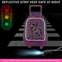 3PCS Rolling Backpack For Girls,Kids Unicorn  Wheeled Bookbag - Pink - View 7