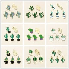 10 件珐琅仙人掌花植物吊坠适用于珠宝制作用品油 DIY 项链耳环配件 - 仙人掌 - 查看 6