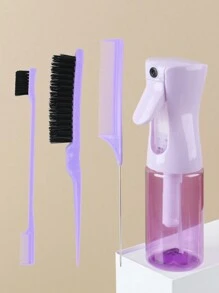 4件套浇水壶造型梳子套装，包含蓬松梳、尾梳、发际线梳，黑色/粉色/紫色可选，适用于美发沙龙、旅行、返校季、度假等场合。 - 彩色 - 查看 4