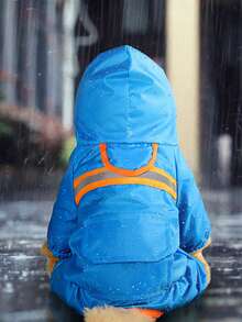 Reflective Strip Raincoat For Pets, Waterproof Clothes For Dogs And Cats To Wear Outdoors - Blue - View 11
