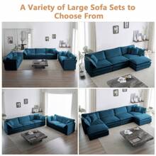 Luxury Loveseat Sofa Couch, 76" Modern Chenille Deep 2-Seater Cloud Couch With 2 Armrest Pillows And 2 Toss Pillows, Love Seat For Living Room Bedroom Office Apartment, Blue - 藍色 - 查看 8