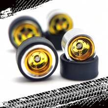 Kicarmod Ruedas 1/64 para modelo de auto con llantas de goma y aros de metal de piezas de repuesto de electro..platación de la serie True Rider de cultura de auto premium, accesorios de detalle de material de metal y goma para modificación de colección de modelos de jugadores - Multicolor - Ver 15