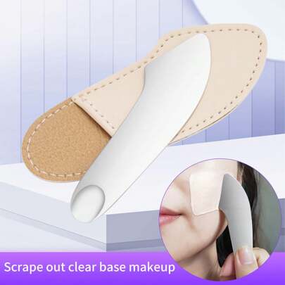 1 pièce Grattoir de masque de fond en acier inoxydable - avec un ensemble de cuillère de couleur en étui . Adapté pour le mélange de couleurs de beauté, simple, petit et portable