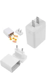 1pc Hidden Compartment Charger Shell, Plastic Secret Storage Box, Disguise Phone Adapter Case For Money, Jewelry, Pills - White - View 6