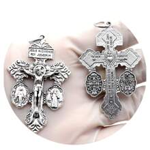 5 Dijes Crucifijo Católico Cruz Del Perdón 5cm Plateado - Plateado - Ver 2