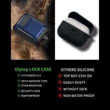 兼容 AirpodsPro 第二代/第一代保护壳，带清洁套件，军用 AirPod Pro 2 保护壳，带锁和挂绳，酷炫防震保护壳，适用于 Airpod Pro 第二代/第一代（2023/2022/2019） - 黑色/藍色 - 查看 6