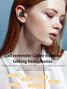 1 件全新黑色迷你蓝牙耳挂式无线耳机，单耳挂式入耳式商务耳机，运动防水，电池续航时间长，降噪，高清通话 - 白色 - 查看 4