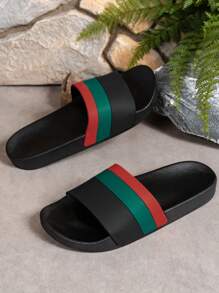 2025 Thick Sole Striped Slip-On Slippers, Indoor/Outdoor Wear, Anti-Slip Bathroom Shower Beach Slides, Unisex Couple Styles