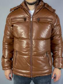 Jaqueta de Couro Masculina Forrada Jaqueta Puffer Masculina Dia dos Pais