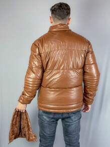 Jaqueta de Couro Masculina Forrada Jaqueta Puffer Masculina Dia dos Pais