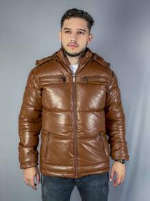 Jaqueta de Couro Masculina Forrada Jaqueta Puffer Masculina Dia dos Pais
