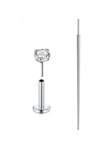 CIZME 2 件 16G/18G/20G 无螺纹按压式鼻钉不锈钢唇钉穿孔珠宝适用于耳屏梦露唇轮软骨耳环耳钉适用于男女， - 銀色 - 查看 46