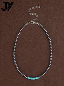1入西部納瓦荷風格綠松石珠綴飾CCB垂墜項鍊（女士用）