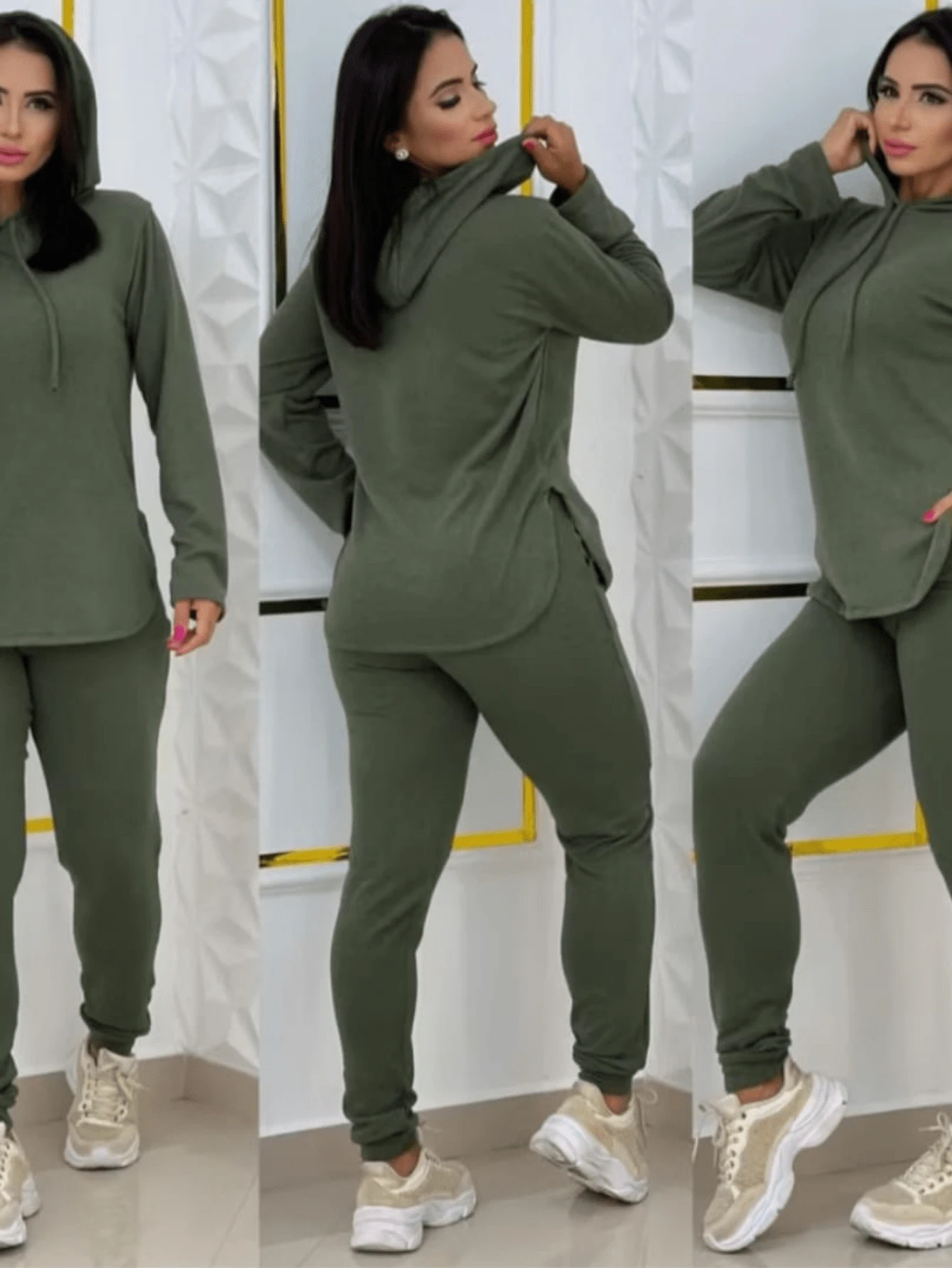 Women Two-Piece Outfits - Verde militar - Ver 1