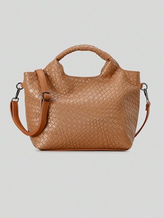 Niche Design Models Woven Tote Bag Versatile Shoulder Crossbody Bag Large Capacity New Female Leather Handbag