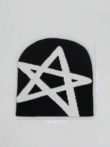 Pentagram Jacquard Knit Hat, Unisex Winter Warm Knitted Hat, SunnyFine Fiber Material, Knitted Hat For Casual And Cold Weather