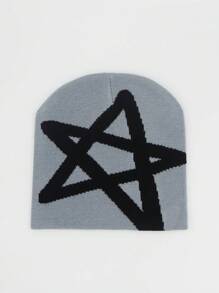 Pentagram Jacquard Knit Hat, Unisex Winter Warm Knitted Hat, SunnyFine Fiber Material, Knitted Hat For Casual And Cold Weather