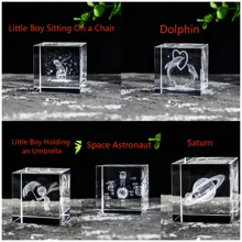 1入組四公分3D雕花圖案方形桌面陳列飾品，假日禮物 - 彩色 - 查看 10