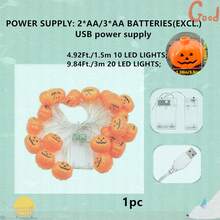 1 串 LED 南瓜灯万圣节装饰 LED 灯串吹塑南瓜灯头适用于万圣节、鬼节、复活节、酒吧装饰、鬼屋悬挂装饰彩色灯万圣节装饰房间装饰万圣节花园装饰礼物仙女节日装饰节日装饰 - 黃色 - 查看 18