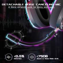 FREEWOLF Auriculares para juegos ATTACK SHARK L60 a prueba de ruido, modo triple inalámbrico/2.4G/Bluetooth, ultraligero, con micrófono enchufable, altavoz de 40 mm, llamadas claras y diseño hueco transparente - Negro - Ver 6