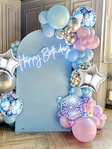 5 个 24 英寸渐变蓝紫色雪花气球，包括 18 英寸雪花印花圆形气球和银色五角星铝箔气球。适用于冰雪公主主题、圣诞节、新年、生日派对装饰、圣诞节 - 彩色 - 查看 6