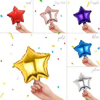 10 st. 25 cm pentagramballonger i aluminiumfolie, lämpliga för födelsedagar, bröllop, årsdagar, heminredning, alla hjärtans dag-firande till skolan