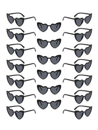 20 件女士新款不对称心形眼镜，独特的心形设计，多色装饰，时尚眼镜，适合夏季海滩度假、户外、旅行的假日装扮