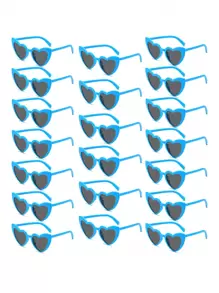 20 件女士新款不对称心形眼镜，独特的心形设计，多色装饰，时尚眼镜，适合夏季海滩度假、户外、旅行的假日装扮 - 彩色 - 查看 11