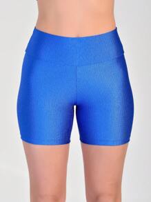 SHORTS + SWIMMER TOP SET IN SHINY RIBBON FABRIC - 寶藍色 - 查看 3