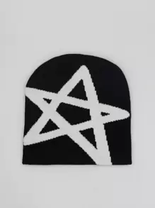 Pentagram Jacquard Knit Hat, Unisex Winter Warm Knitted Hat, SunnyFine Fiber Material, Knitted Hat For Casual And Cold Weather
