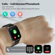 1入組不分男女商務運動款黑色矽膠錶帶智能電子手錶，具有TFT高清觸摸屏幕、多種運動功能和天氣預報、來電提醒，適合作為禮物和運動使用，附送米蘭裡斯鋼錶帶