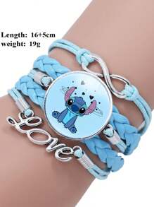 1 chiếc Vòng tay nhiều lớp Stitch Blue phong cách Bohemian Stitch Vòng tay đá quý thời gian hoạt hình Ngày lễ tình nhân Valentine - Màu xanh lam - Xem 2