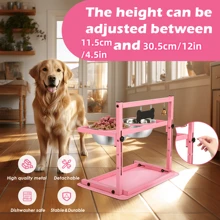 Adjustable Raised Dog Lover And Dog Mom Love Bowl Stand With Two 1700ml Stainless Steel Food Bowls, A Slow Dog Lover And Dog Mom Love Feeder And A Silicone Food Mat, Pink Dog Lover And Dog Mom Love Feeder, Elevated Dog Lover And Dog Mom Love Bowl For Large Medium And Small Dog Lover And Dog Mom Loves - Pink - View 3