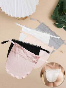 1 Phụ kiện áo ngực ren khối màu dành cho nữ Phụ kiện Bralette có hoa văn sọc, Miếng đệm áo lót nâng ngực có thể tháo rời và giặt được làm bằng polyester dệt - màu đen - Xem 3